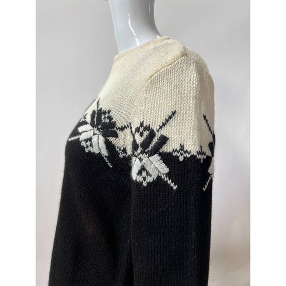 Charter Club Womens Pullover Sweater Black White Nordic Fair Isle Long Sleeve M - Picture 7 of 12